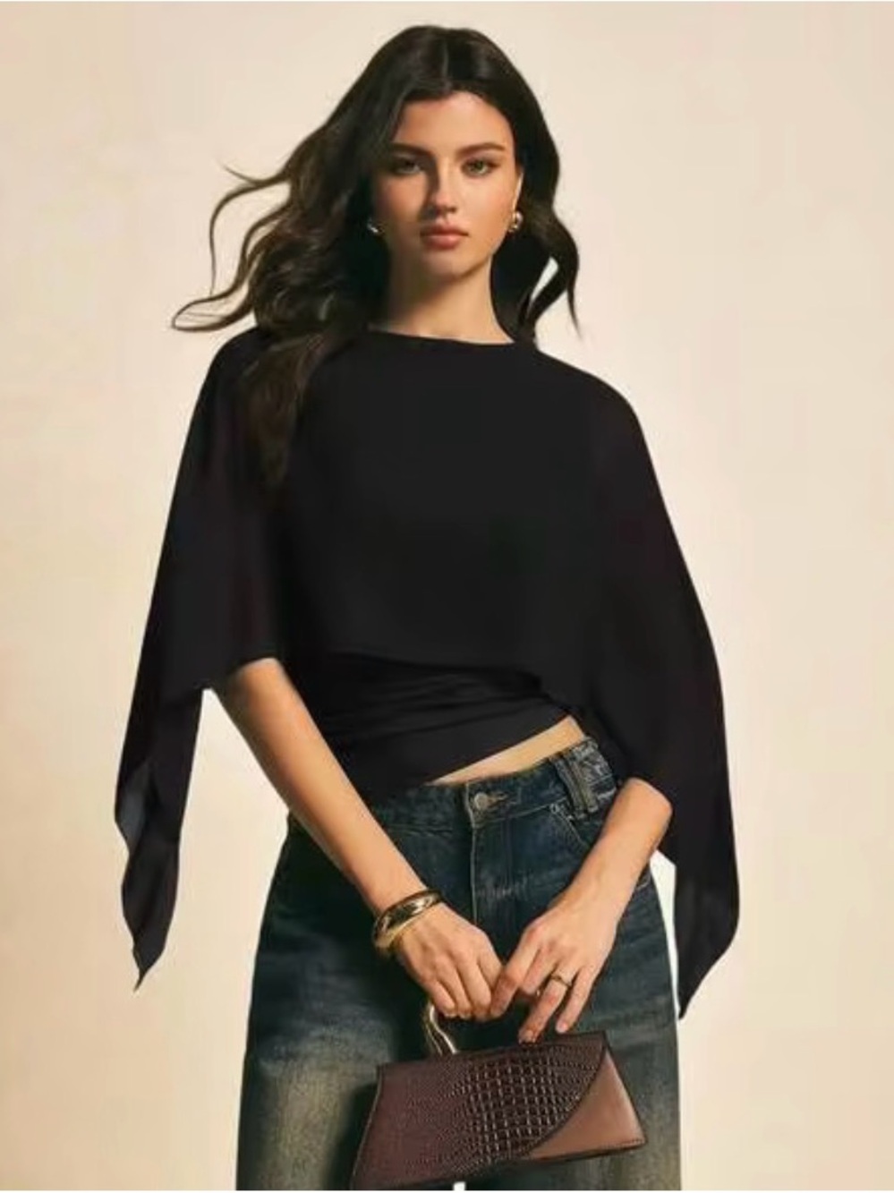 Black shawl blouse